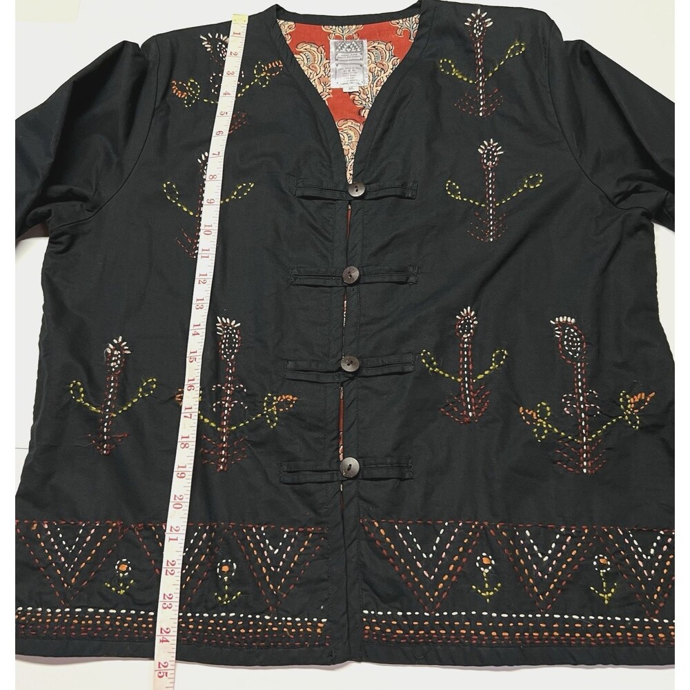 Market Place Cotton V-neck Embroidered Jacket Ethnic Boho Art to Wear Medium - Picture 15 of 16